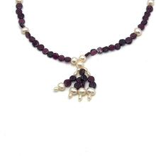 Natural Garnet Button 6mm & Pearl Button 7x6mm Gemstone Necklace