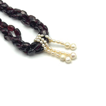 Natural Garnet Mani & Pearl Twisted Gemstone Necklace