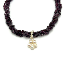 Natural Garnet & Plain Pearl Twisted Fancy Gemstone Necklace