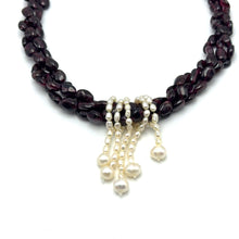 Natural Garnet Mani & Mixed Pearl Twisted Gemstone Necklace