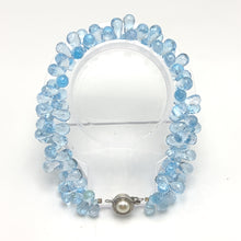 Natural Topaz Bracelet Drop Briolette Facet Cut Top Sky Blue Gemstone Handmade Jewelry