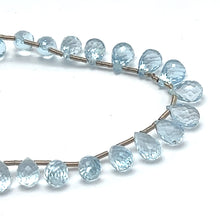 Blue Topaz Necklace Drop Briolette Cut Top Sky Blue Silver 925 Handmade Natural Gemstone Jewelry