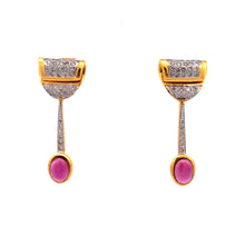 18K Two Tone Gold Pendant Earring Set with Natural Diamond & Rubellite Jewellery