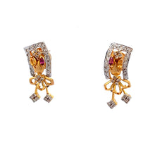 18K Two Tone Gold Pendant Earring Set with Natural Diamond & Multi Tourmaline Jewellery
