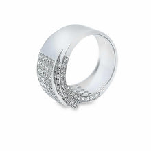 18K White Gold Ring Natural Diamond Unique Channel Set Buckled Band