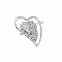 18K White Gold Ring Natural Diamond Long Heart Love Channel Set Anillo