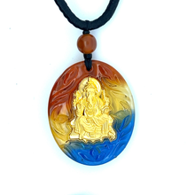 Gold 24K Hallmarked Lord Ganesh Pendant Necklace – Auspicious Temple Jewellery for Protection & Blessings - Vibrant Glazed Finish with Sacred Black Thread Divine Gift for Luck & Prosperity