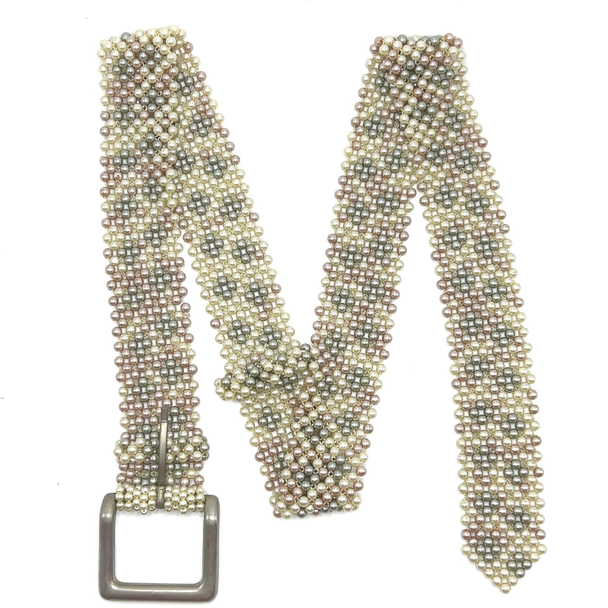 Multi-Colored Pearl Buckled Belt Summer Unisex Collection