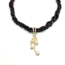 Natural Garnet Chobra & Plain Pearl Twisted Gemstone Necklace