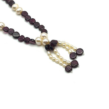 Natural Garnet Button & Pearl Plain Gemstone Necklace