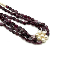Natural Garnet Pear & Pearl Layered Gemstone Necklace