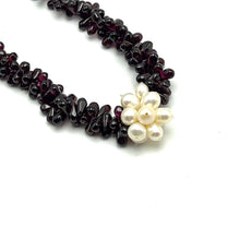 Natural Garnet Drop & Button Pearl Gemstone Necklace