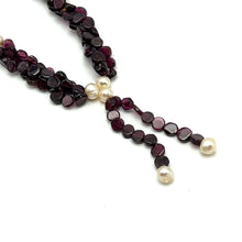 Natural Garnet Button 6mm & Pearl Plain Gemstone Necklace