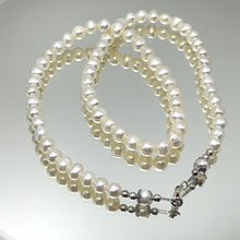 Pearl White Ringed Plain June Birthstone Necklace