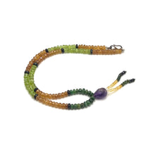 Spessartite Natural, Peridot, Tsavorite, Black Tourmaline, and Amethyst Necklace