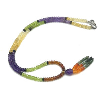 Carnelian Natural, Spessartite, Amethyst, Peridot, Citrine, and Green Tourmaline Necklace
