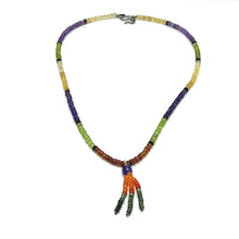 Carnelian Natural, Spessartite, Amethyst, Peridot, Citrine, and Green Tourmaline Necklace