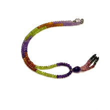Spessartite Natural, Peridot, Amethyst, Pink, and Black Tourmaline Necklace