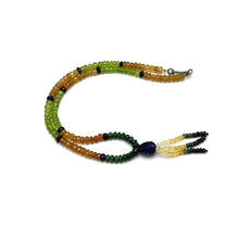 Citrine Natural, Peridot, Amethyst, Spessartite, Tsavorite, and Black Tourmaline Necklace