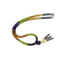 Multi Semiprecious Natural, Citrine, Tanzanite, Peridot, and Amethyst Gemstone Necklace