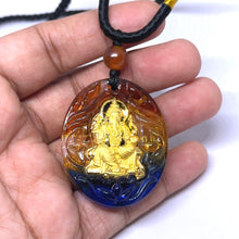 Gold 24K Hallmarked Lord Ganesh Pendant Necklace – Auspicious Temple Jewellery for Protection & Blessings - Vibrant Glazed Finish with Sacred Black Thread Divine Gift for Luck & Prosperity