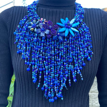 Handmade Waterfall Necklace Royal Blue 18