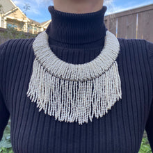 Handmade Choker Fringed Tassels White Pearl 19