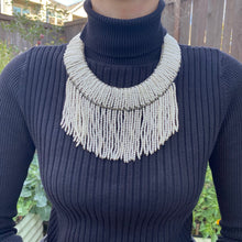 Handmade Choker Fringed Tassels White Pearl 19