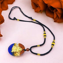 Gold 24K Hallmarked Lord Ganesh Pendant Necklace – Auspicious Temple Jewellery for Protection & Blessings - Vibrant Glazed Finish with Sacred Black Thread Divine Gift for Luck & Prosperity