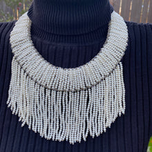 Handmade Choker Fringed Tassels White Pearl 19
