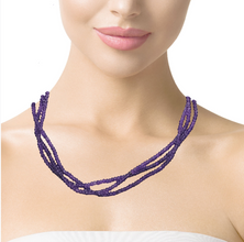 Natural Amethyst Rondelle Facet Cut Beads Gemstone Twisted Necklace
