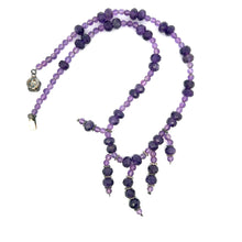 Natural Amethyst Ball & Rondelle Facet Cut Bead February Birthstone Necklace