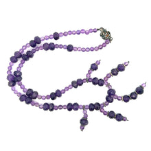Natural Amethyst Ball & Rondelle Facet Cut Bead February Birthstone Necklace