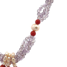 Natural Amethyst Pearl Coral Citrine Peridot Swiss Blue Topaz Gemstone Necklace