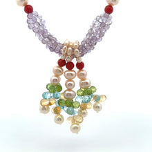 Natural Amethyst Pearl Coral Citrine Peridot Swiss Blue Topaz Gemstone Necklace