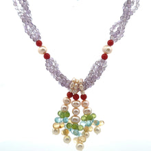 Natural Amethyst Pearl Coral Citrine Peridot Swiss Blue Topaz Gemstone Necklace
