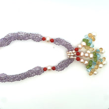 Natural Amethyst Pearl Coral Citrine Peridot Swiss Blue Topaz Gemstone Necklace