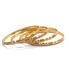 Elegant Yellow Gold Plated Bangle 1 Piece Featuring Textured Traditional Design and Fine Geometric Engravings Electro Gold Plated Bangle