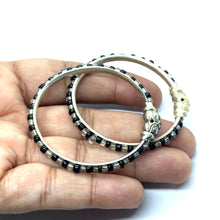 Premium German Silver Baby Black Bead Kada Set – Lightweight & Adjustable Infant Jewelry Gift