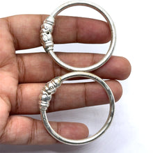 Ornate Textured German Silver Beaded Kada Set for Babies for Naming Ceremonies & Cultural Wear