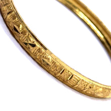 Textured Yellow Gold Plated metal 1 Piece Bangle with Classic Geometric Motifs and Hand-Engraved Detailing