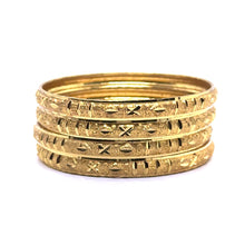 Textured Yellow Gold Plated metal 1 Piece Bangle with Classic Geometric Motifs and Hand-Engraved Detailing
