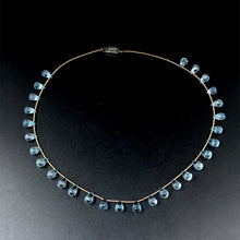 Blue Topaz Station Long Necklace Drop Briolette Cut Top Sky Blue Handmade Natural Gemstone Jewelry