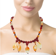 Natural Carnelian Ball Semiprecious Gemstone Necklace