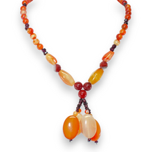 Natural Carnelian & Garnet Plain Ball Gemstone Necklace