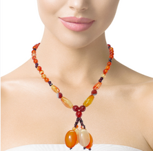 Natural Carnelian & Garnet Plain Ball Gemstone Necklace