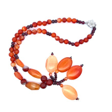 Natural Carnelian & Garnet Plain Ball Gemstone Necklace