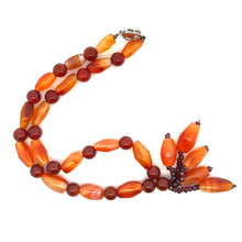 Natural Carnelian Balloon & Garnet Gemstone 15.5 inch Necklace Jewelry