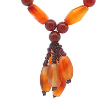 Natural Carnelian Balloon & Garnet Gemstone 15.5 inch Necklace Jewelry