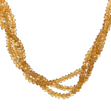 Natural Citrine Rondelle Facet Cut Beads Gemstone Twisted Necklace